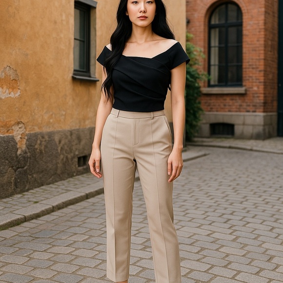 [WOMEN] DYNAMITE Black Off-Shoulder Crop Top - Picture 1 of 4